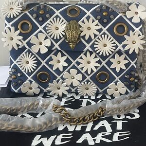 Kurt Geiger Blue and White Floral Shoulder Bag NWT